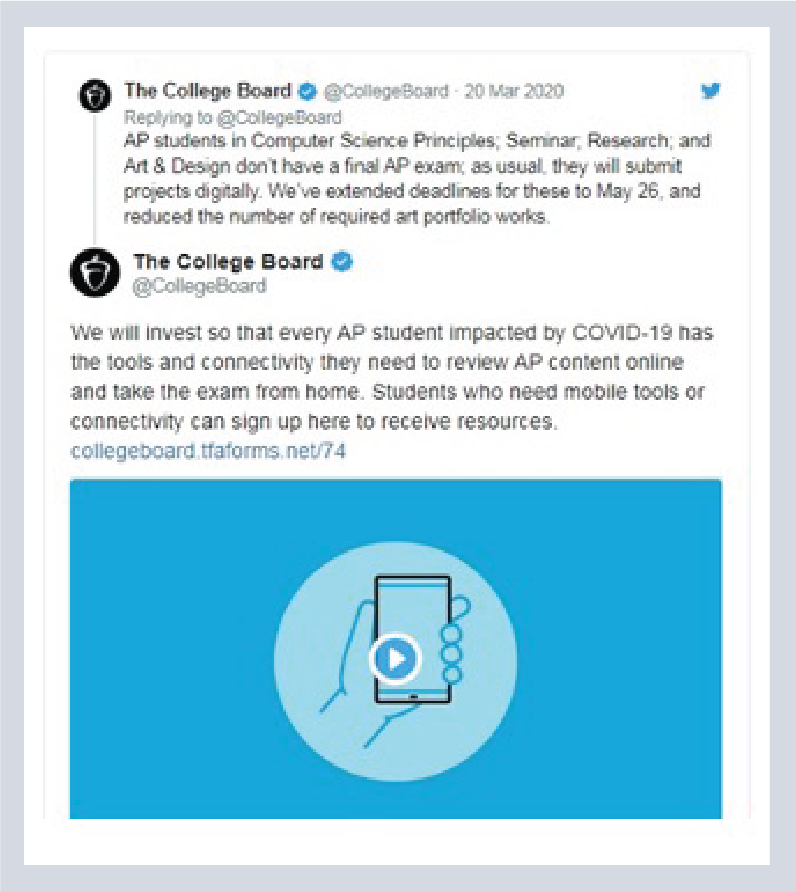 The College Board notice